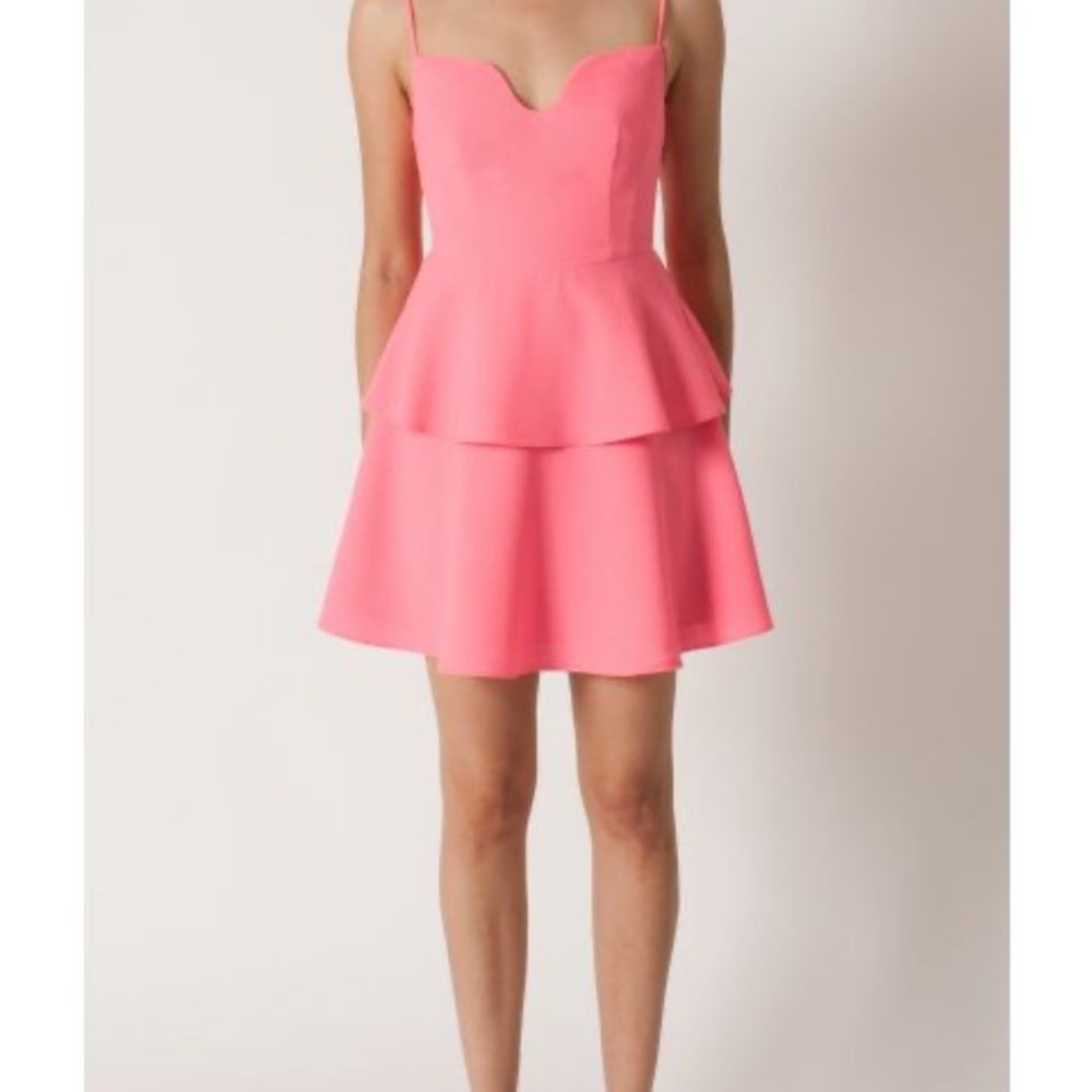 Black Halo Pink Ruffle Mini Dress
